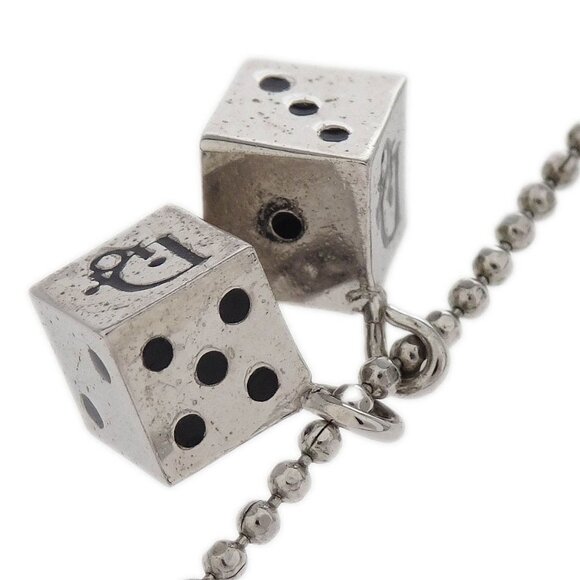 Christian Dior 2set Necklace Piercing Earrings Dice Silver 144870 - Picture 4 of 6